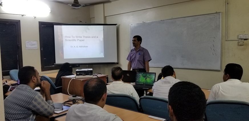Seminar entitled "How to Write Thesis and a Scientific Paper" at Al-Ahgaff University